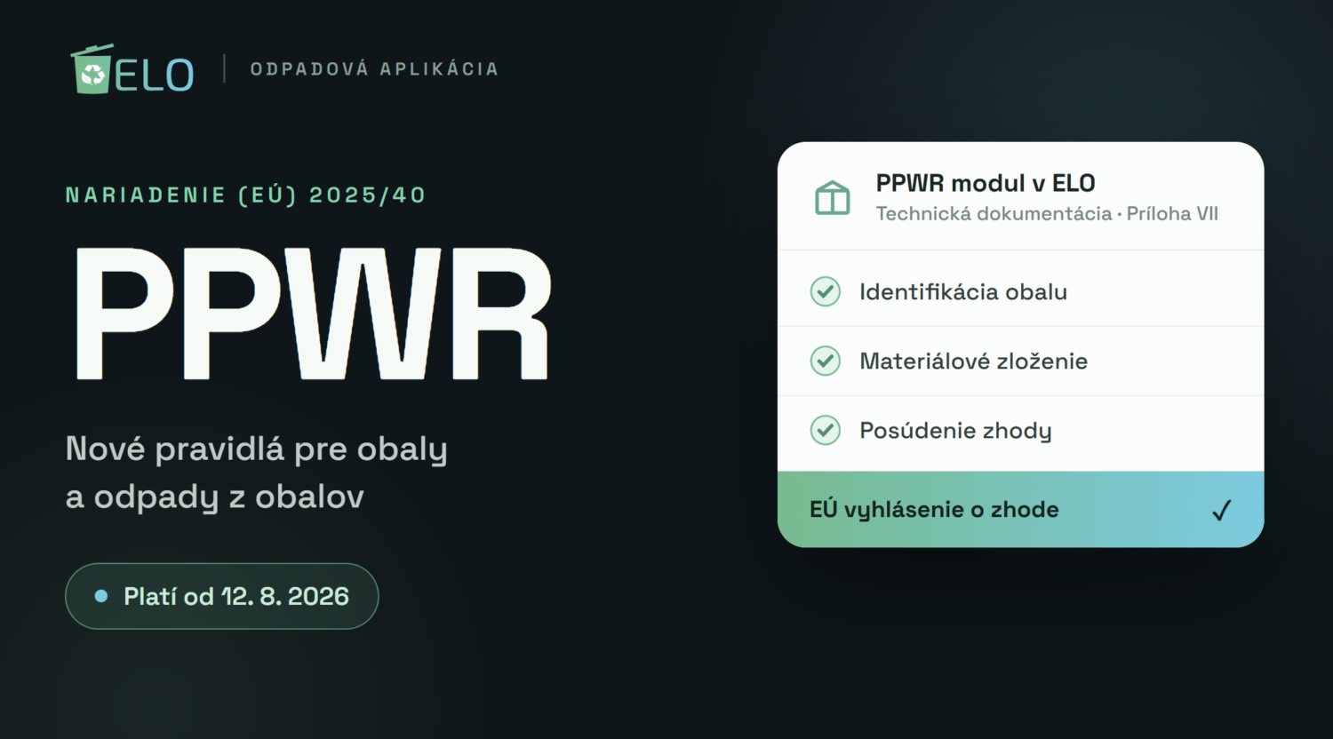 Odkazy na ustanovenia nariadenia PPWR so zvýraznenou prílohou VIII — ilustrácia k článku o EÚ vyhlásení o zhode obalu
